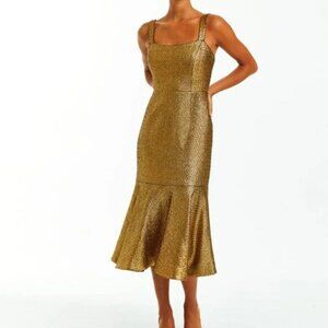NWT Mestiza New York Sz 4 Jody Dress Fit & Flare Sleeveless Cocktail Gold Women